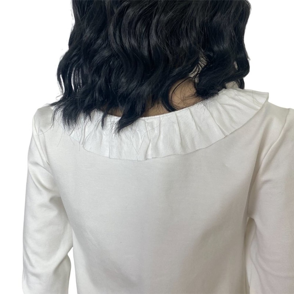 Rosie Pope Maternity Dress Womens XS White Ruffle Trim Long Sleeve Stretch - Picture 4 of 11